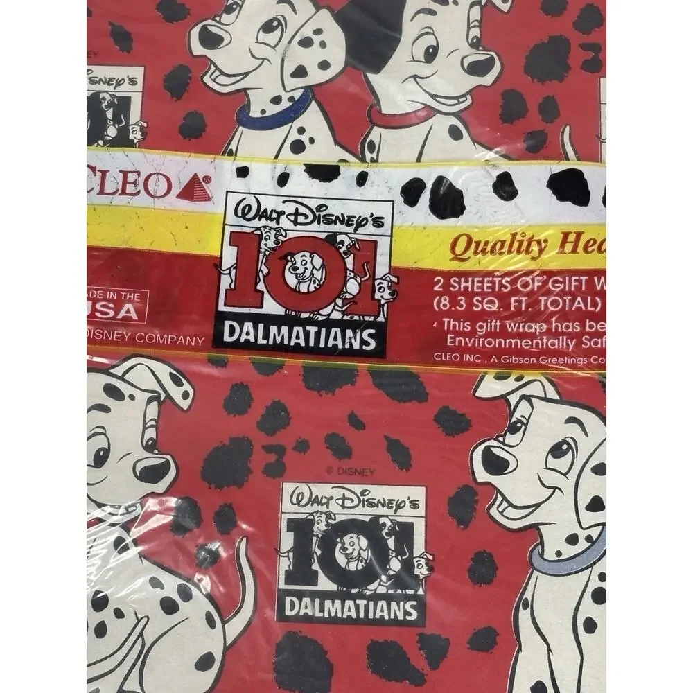 CLEO Vintage VTG Walt Disney 101 Dalmatians Heavyweight Gift Wrap NEW - 2 Sheets